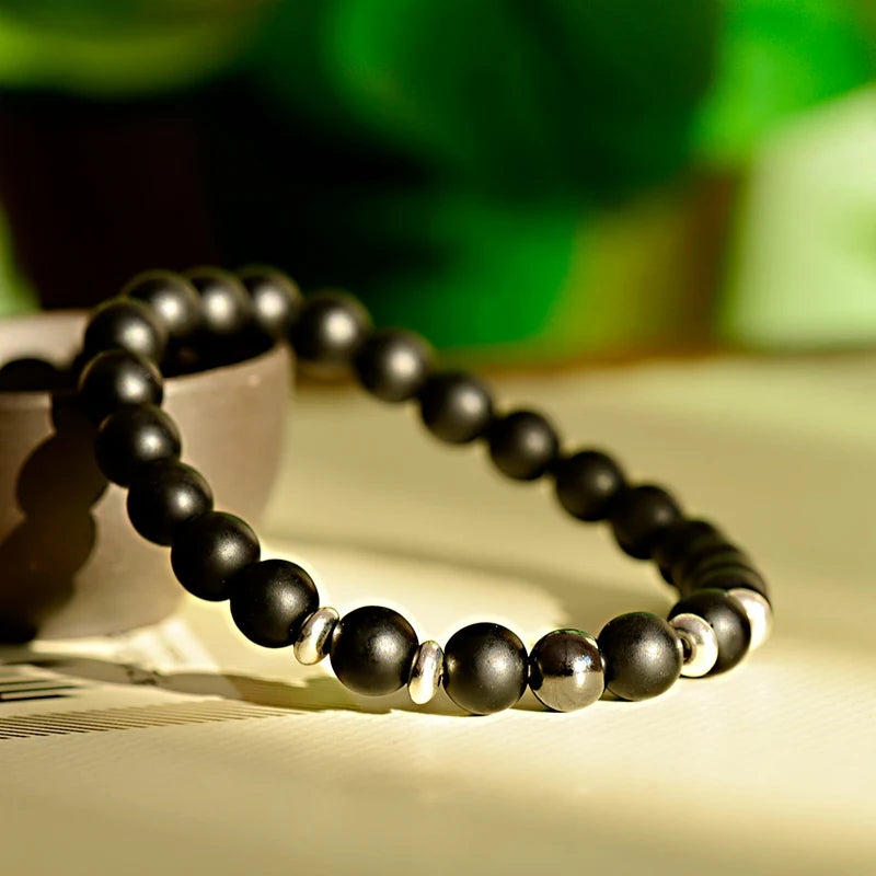 Frosted Hematite Stone Bracelet For Women Men Natural Stone Bead Health Care Magnet Hematite Beads Bracelet Men's Jewelry