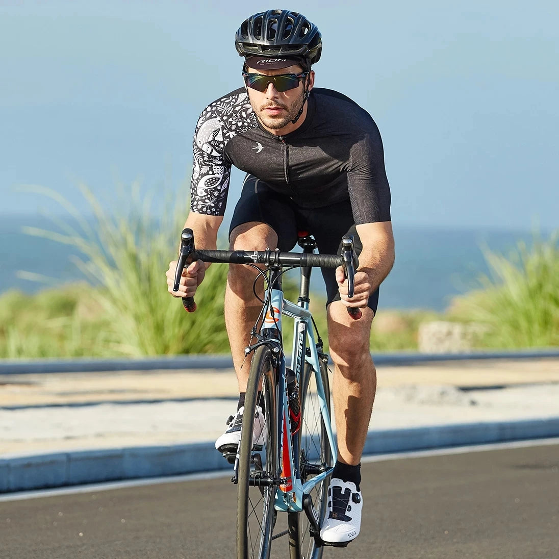 RION Men Cycling Jersey Motocross Short Sleeves Tops Bicycle Retro MTB Downhill Shirt Road Bike Team Autumn Sports Men Clothing