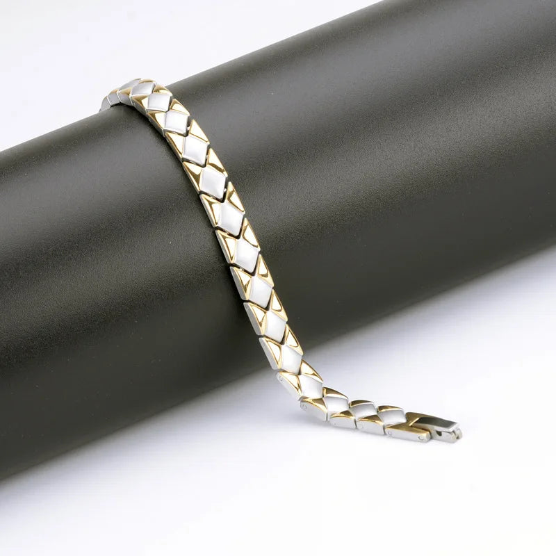 New Health Care Bracelets 4 Elements Design Men's Jewelry Magnet Germanium Stainless Steel Bracelet Women Bangles Jewelry