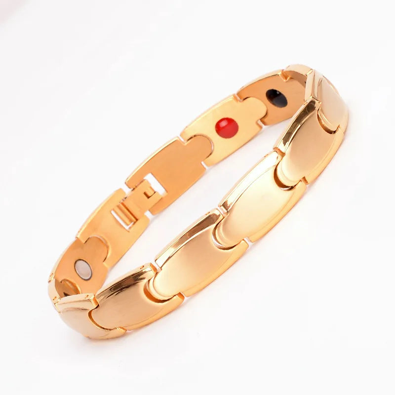 Popular Men's Health Bracelets & Bangles Magnetic Power Stainless Steel Bracelet Black Golden Health Care Jewelry For Man