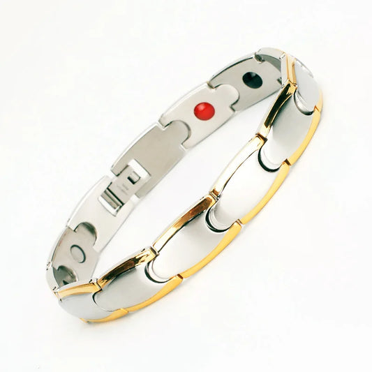 Popular Men's Health Bracelets & Bangles Magnetic Power Stainless Steel Bracelet Black Golden Health Care Jewelry For Man