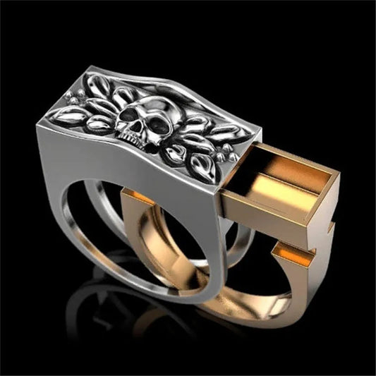LETAPI 2023 New Gold Silver Color Colo Punk Vintage Skull Male Ring Cool Removable Ring for Man Dropshipping
