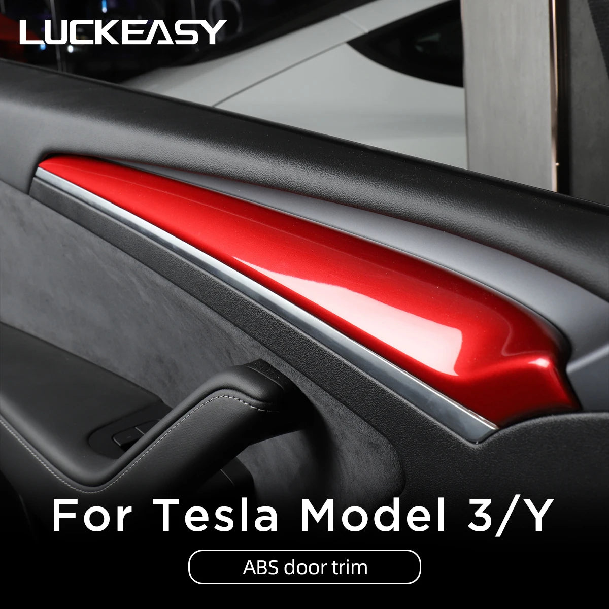 LUCKEAS Auto Accessories Interior Modification For Tesla Model 3 Model Y Car Door Inner CarbonFiber Decoration Trim model3 2023