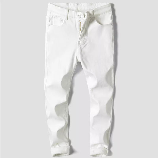 2022 Men Stretch Jeans Fashion white Denim Trousers For Male Winter fleece Retro Pants Casual Men's Jeans size 27-36