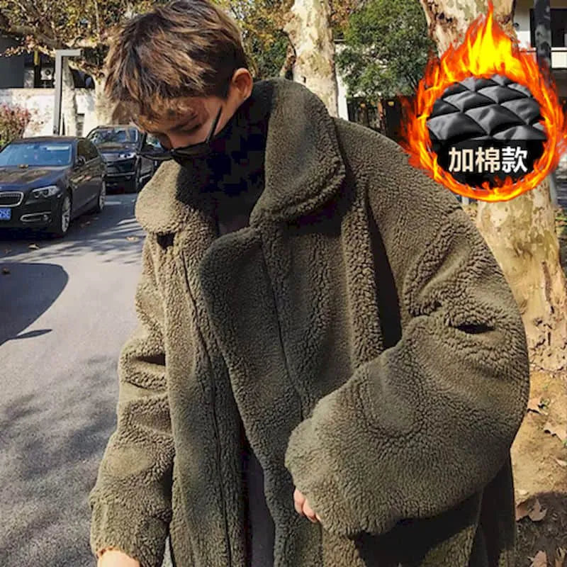 Cotton Thick Lamb Wool Coat Men's 2022 New Winter Padded Jacket Student Warm Jacket  Men's Clothing