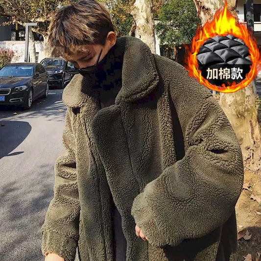Cotton Thick Lamb Wool Coat Men's 2022 New Winter Padded Jacket Student Warm Jacket  Men's Clothing