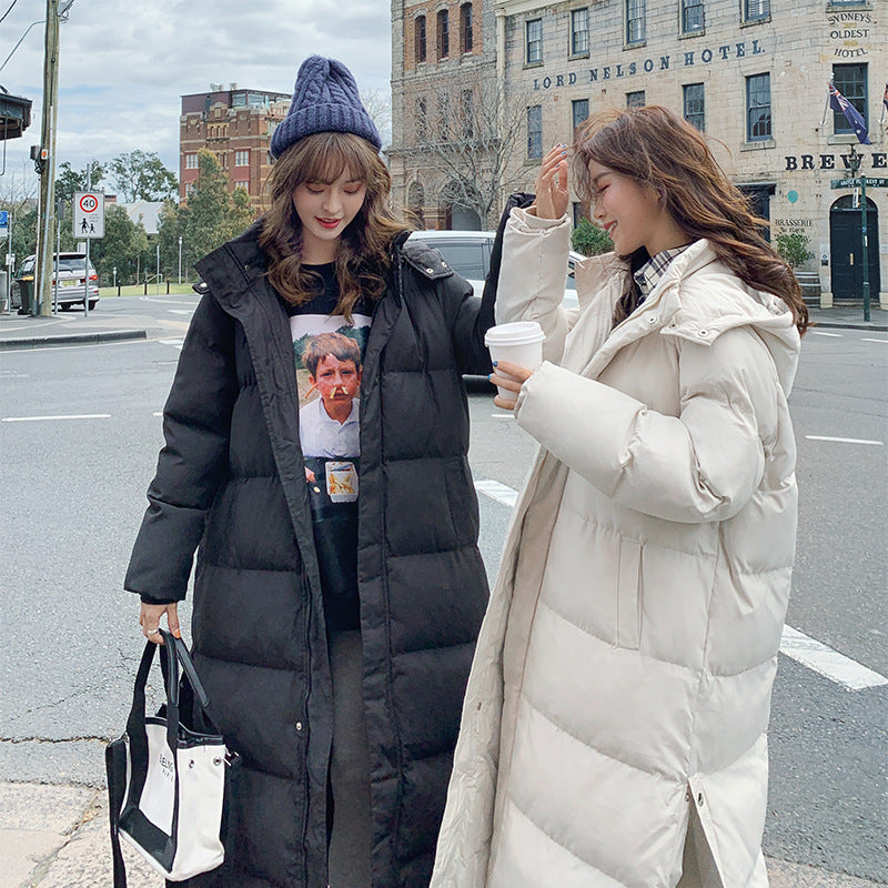 Women's Fashion Loose Temperament Below The Knee Cotton Clothes Hooded Jacket