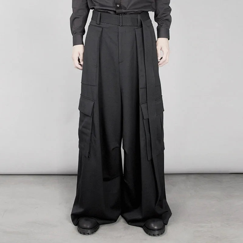 High-waisted trousers, super long A-shaped flared pants, wide-leg pants, original designer brand new men's clothing
