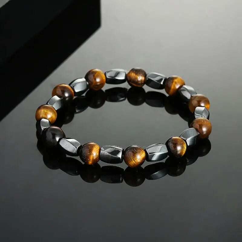 Magnetic Bracelet Beads Hematite Stone Therapy Health Care Magnet Hematite Beads Bracelet Men's Jewelry