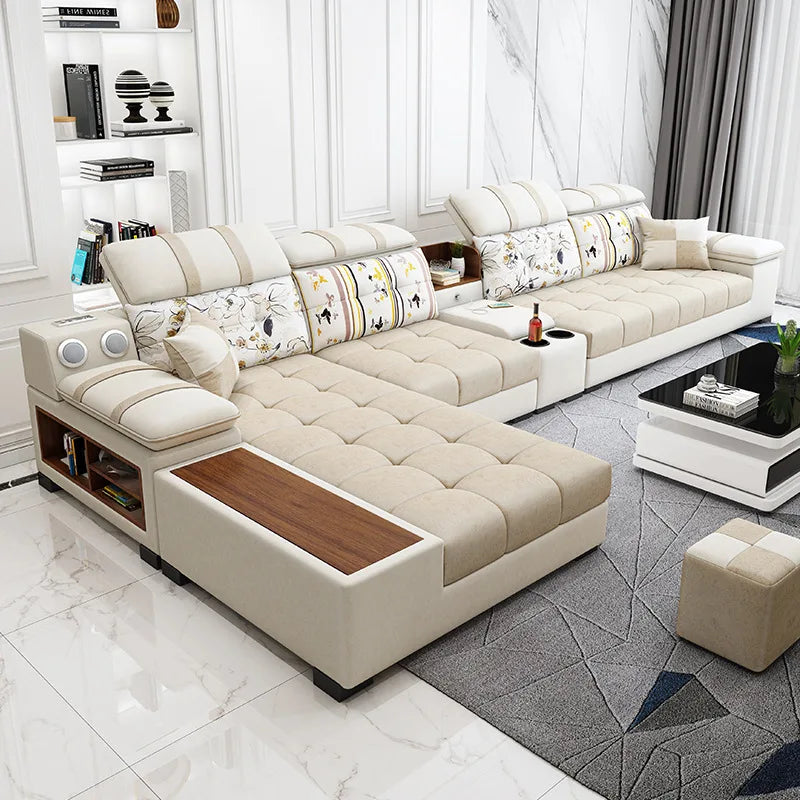 Fabric sofa large apartment living room modern minimalist furniture set combination home U-shaped technology cloth