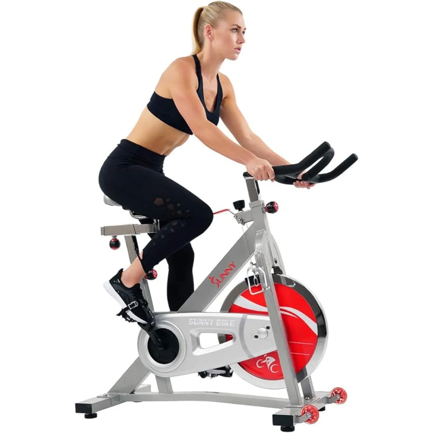 Indoor Cycling Exercise Bike with Magnetic/Felt Resistance and Belt/Chain Drive Optional Bluetooth Connectivity w/ SunnyFit® App