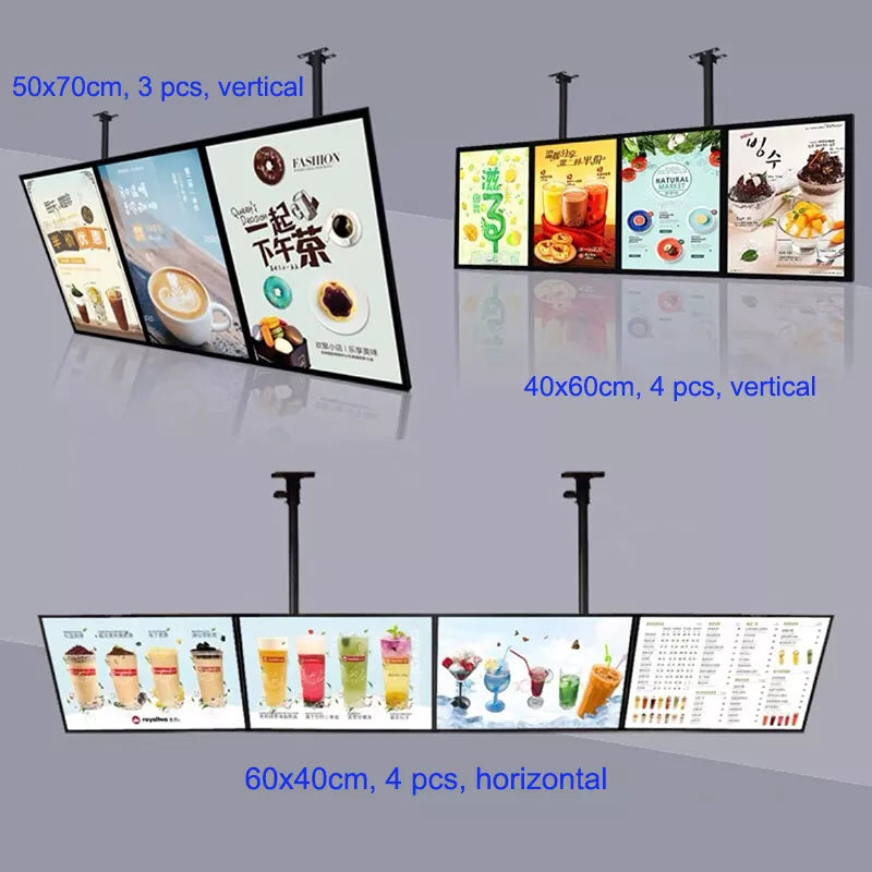 Slim Snap Frame LED Light Box Illuminated Poster Display LED Backlit Menu Board Screen For Restaurant Cafe Shops Wall Billboard