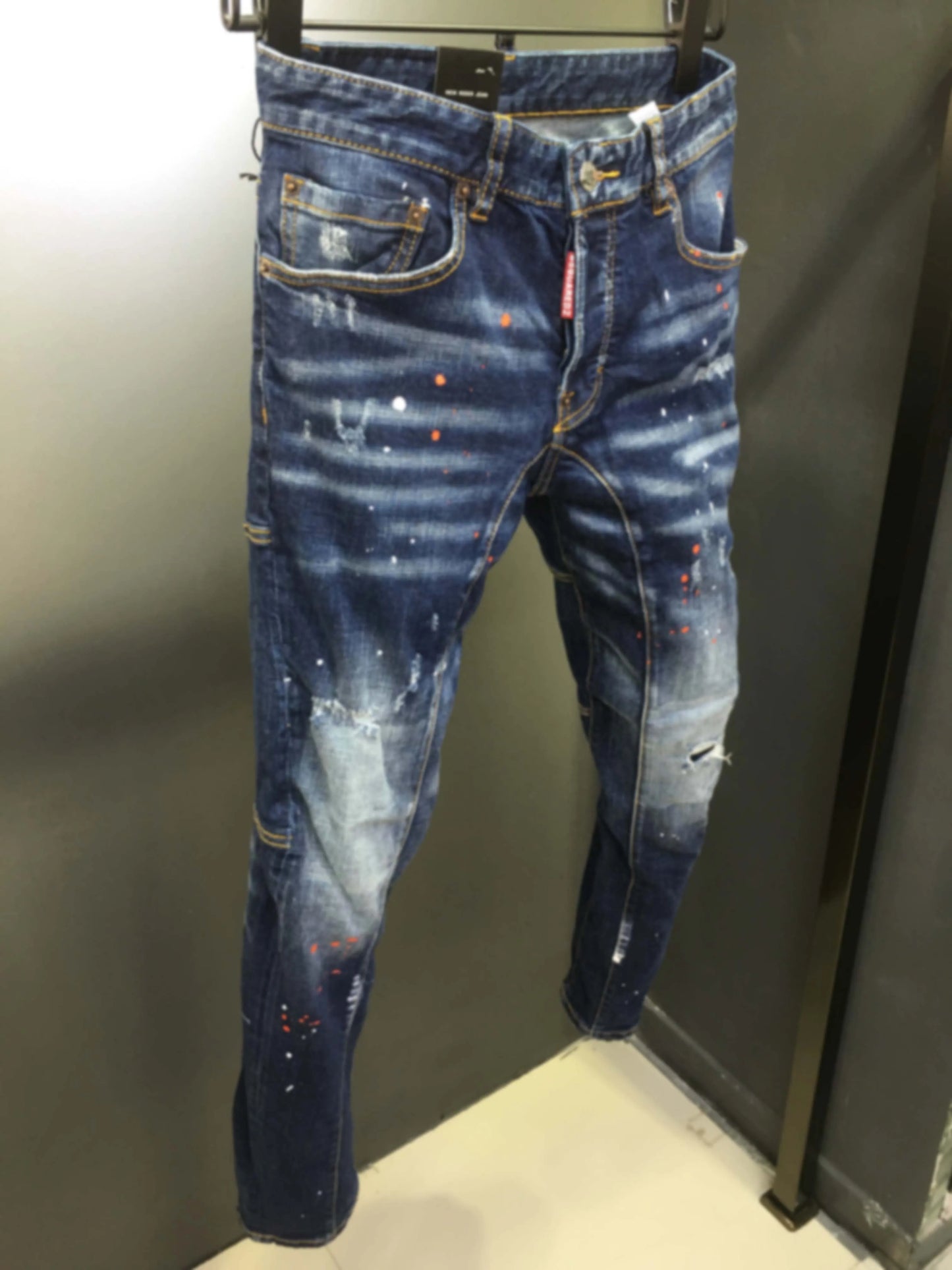 Elastic Slim Fit Small Straight Tube D2 European Station Premium Jeans Men's D2 Jeans Youth Wash Blue 2023 Spring/Summer New