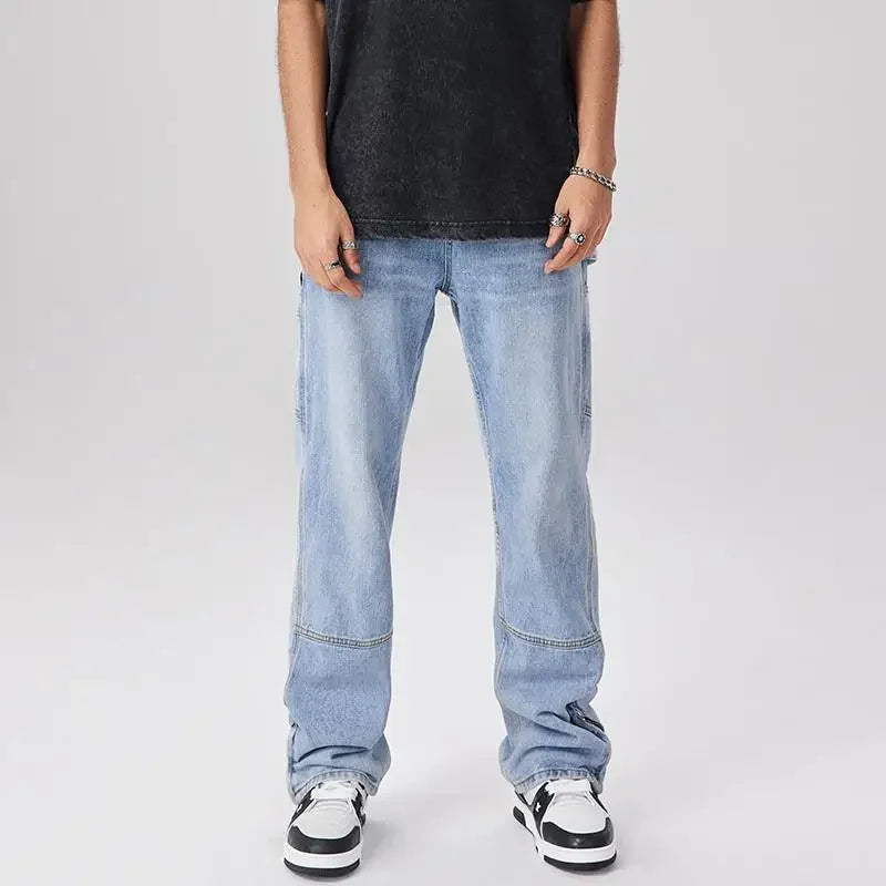 Men's Fashion Jeans Casual Cotton Classic Style Trousers Business Straight Fit Soft Trousers Male Spring Summer Pants C11