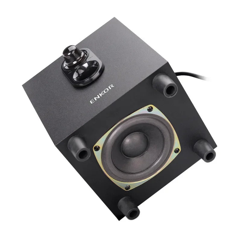ENKOR Multifunctional Wooden Desktop Computer Audio Bass Speaker High-power Home Theater sound  subwoofer 360 stereo Bluetooth