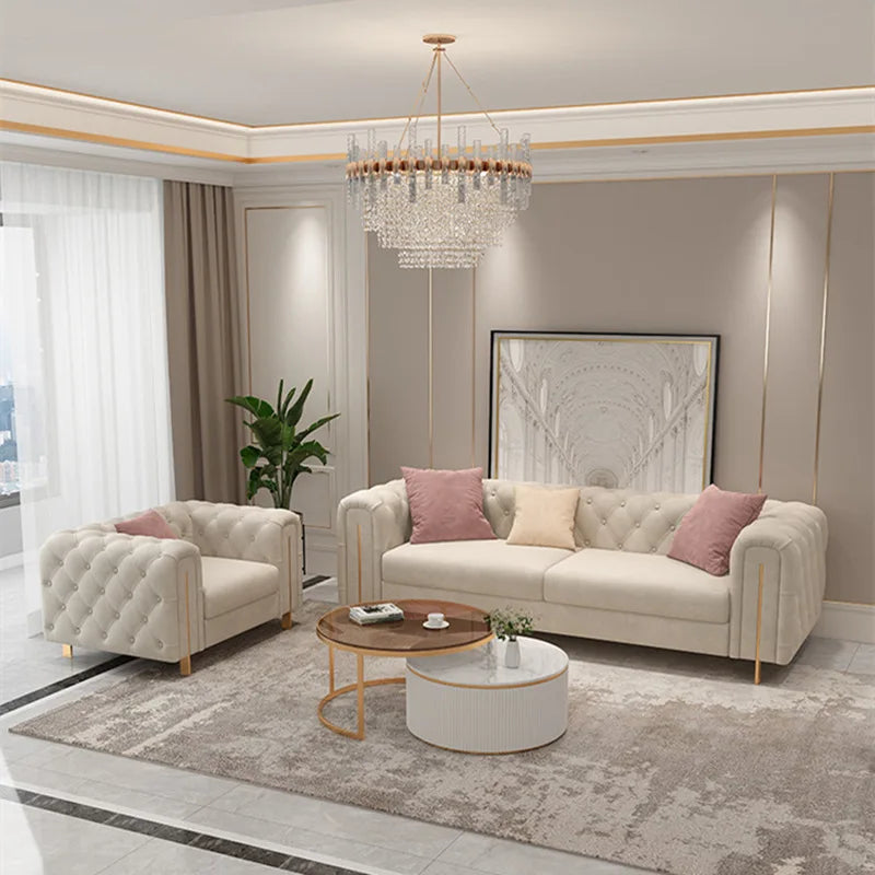 GG2 Modern simple luxury living room fabric art large and small apartment super fiber leather corner leather sofa combination