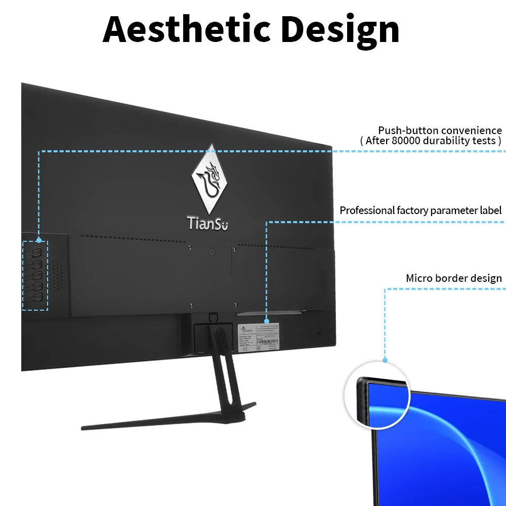 Tiansu 24inch QHD Gaming Monitor 165Hz 2K Flat Screen Display for PC 144Hz 100% sRGB IPS Computer Gamer Monitors HDMI
