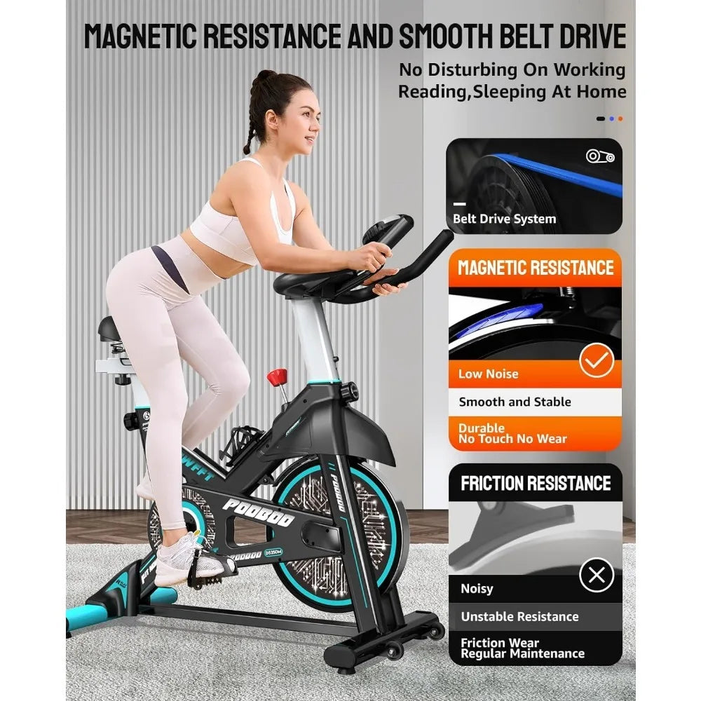 Exercise Bike,Adjustable Magnetic Resistance Silent Belt Drive,Fitness Stationary Bike Machine with 350lbs/300lb Weight Capacity