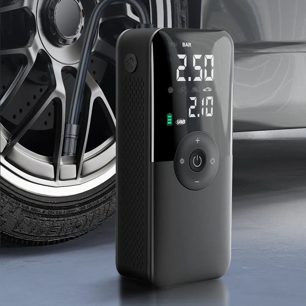 CARSUN Portable Air Compressor Motorcycle Tire Air Pump 150PSI Outdoor Emergency Digital Display Smart Bicycle Air Pump With LED