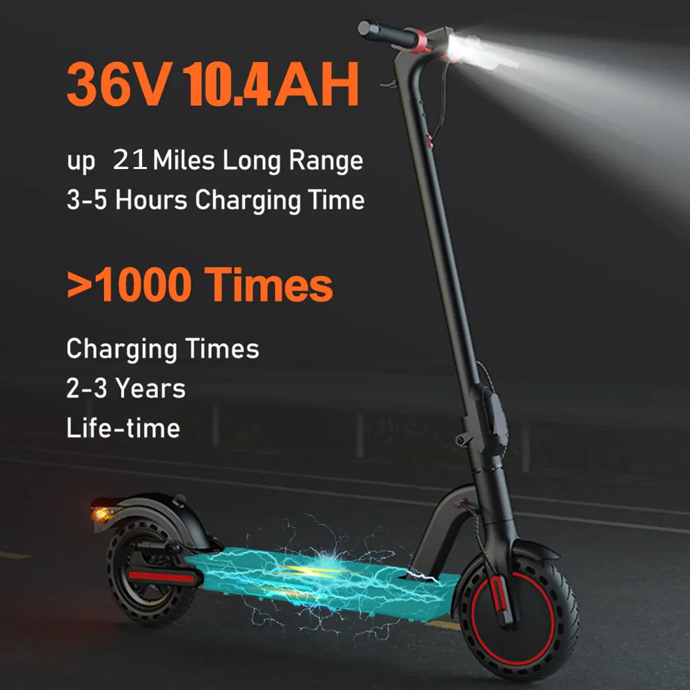 350W Electric Scooter for Adults 36V 10.4AH Max Speed 30KM/H 8.5 Inch Tires Shock Absorption City Commuter Folding E-Scooter