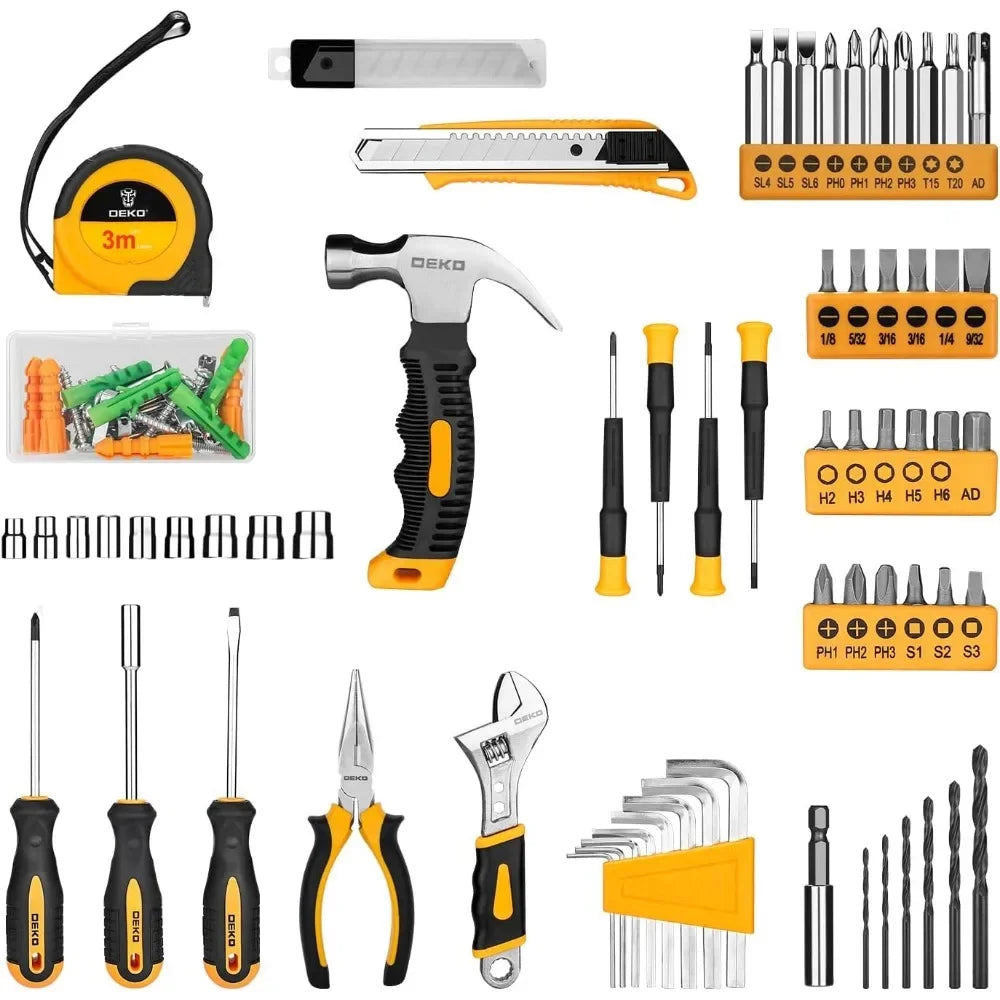 DEKOPRO 126 Piece Power Tool Combo Kits with 8V Cordless Drill, 10MM 3/8'' Keyless Chuck, Professional Household