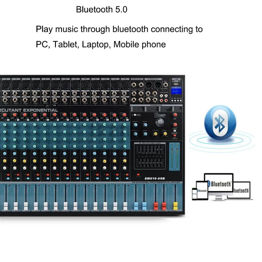 8/ 12/ 16/ 24Channels DJ Mixer Professional Audio Mixer Console With MP3, Bluetooth, DSP For Stage, Line Array Speaker