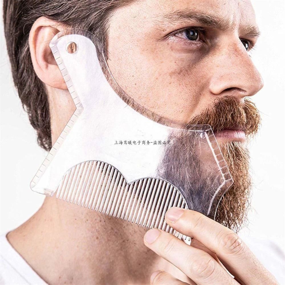 New Innovative Design Beard Shaping Tool Trimming Shaper Template Guide for Shaving or Stencil With Full-Size Comb for Line Up