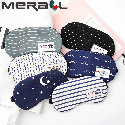 Cotton Linen Sleep Mask Printing Striped Pattern Eye Patches Breathable Comfortable Sleeping Masks Eye Patch Shading Cute Child