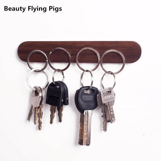 Wood Key Holder Wall Key Storage Organizer Weak Magnetic Rack Hanger Key Ring Hooks Clerk Housekeeper on The Wall
