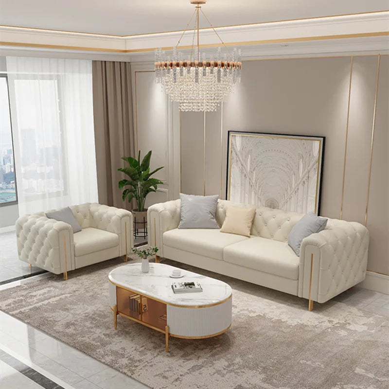 GG2 Modern simple luxury living room fabric art large and small apartment super fiber leather corner leather sofa combination