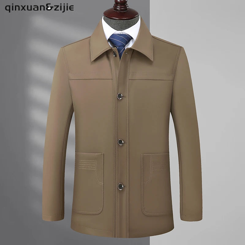Mens Jackets Plus Size Coats Turn Down Collar Men Winter Jacket Button Pocket Men's Clothing 2022 Fashion Long Sleeve Coat Men