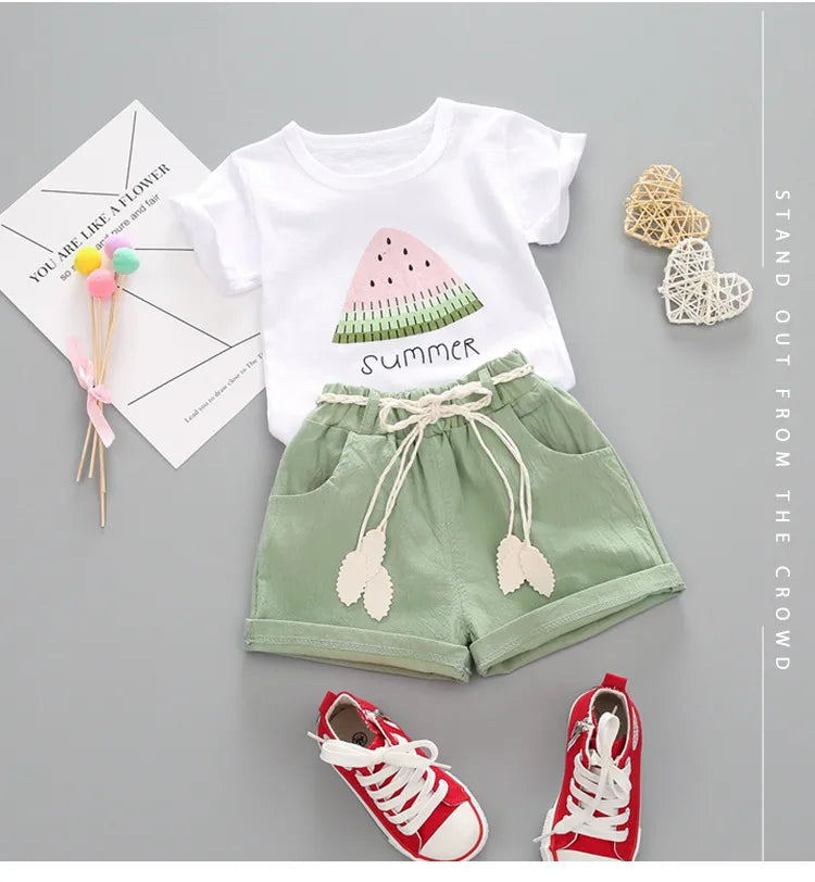 BibiCola summer girls clothing set 2pcs tracksuit children cotton suit kids cartoon outfits short sleeve baby girls clothes sets