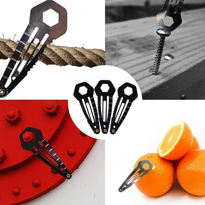 Outdoor Women's EDC Self Defence Weapons Multifunctional Stainless Steel Hair Clip Hairpin Personal Defense Keychain Tool