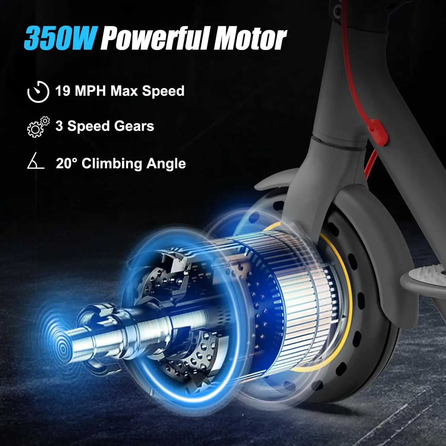 350W Electric Scooter for Adults 36V 10.4AH Max Speed 30KM/H 8.5 Inch Tires Shock Absorption City Commuter Folding E-Scooter
