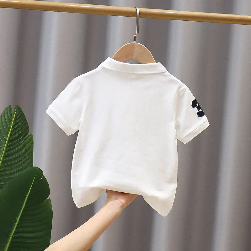 Summer Baby Boys T Shirt Short Sleeve Polo Shirts for Boy Children Solid Color Tee Baby Top Boy Clothes Korea