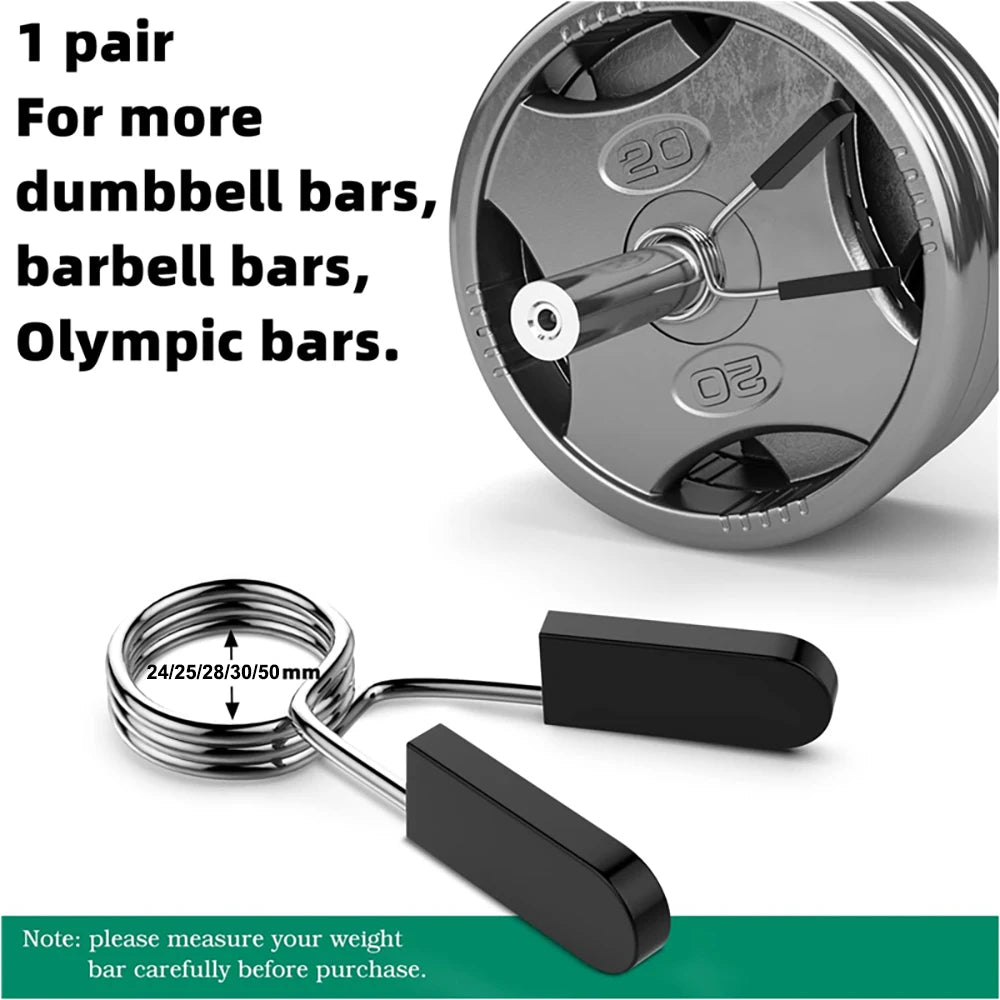 Barbell Clamp Dumbbell Clip Spring Collars 1pair 24/28/30/50mm Standard Barbell Non-Slip Lock for Gym Weightlifting Powerlifting