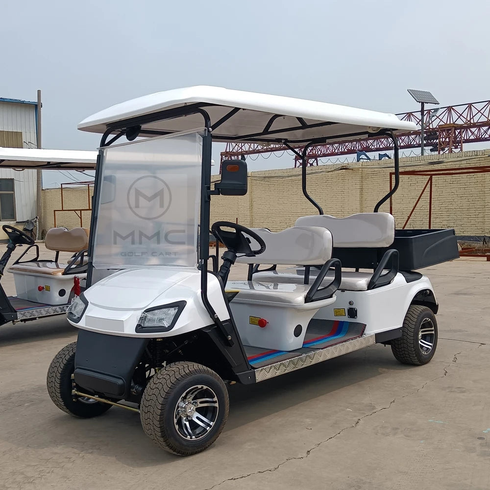 2023 Popular New Electric Golf Patrol Cart 2 Rows 4 Seaters Electric Patrol Car With Storage Space Box Golf Cart