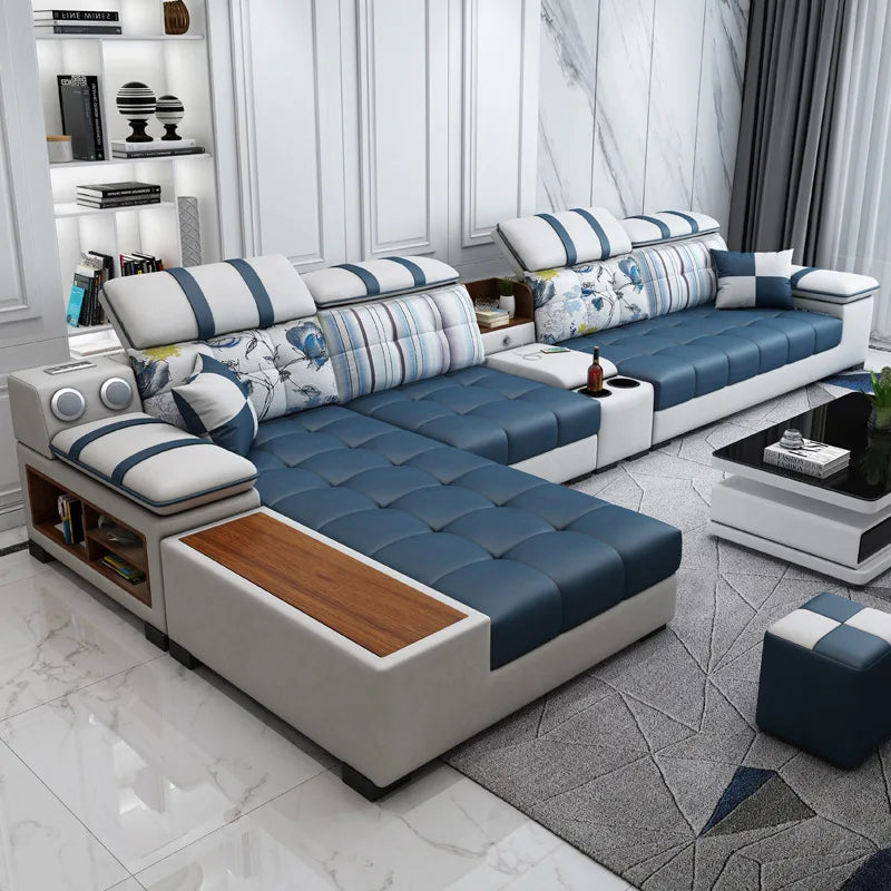 Fabric sofa large apartment living room modern minimalist furniture set combination home U-shaped technology cloth