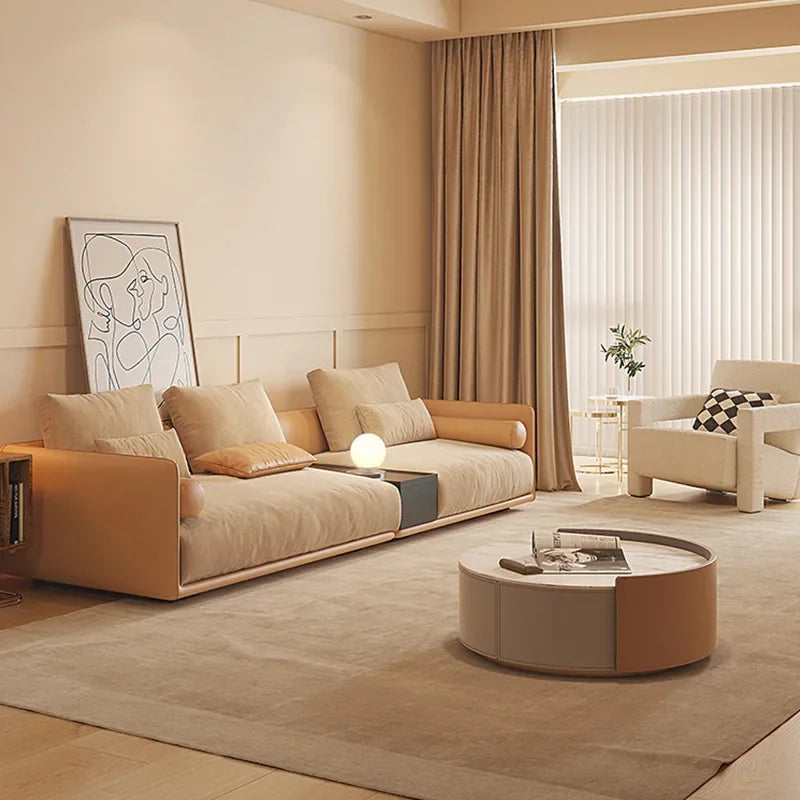 QB60 Minimalist large-sized imperial concubine fabric sofa Italian light luxury cream style living room creative module leather