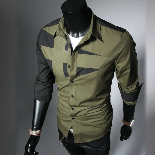 High Quality 2020 Fashion Spring Men Splicing Men's Long Sleeve Shirt Dress Casual Men's Clothing Camisa Masculina Shirt Hombre