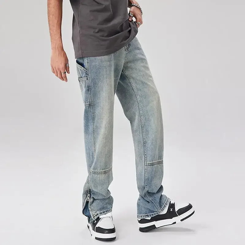 Men's Fashion Jeans Casual Cotton Classic Style Trousers Business Straight Fit Soft Trousers Male Spring Summer Pants C11