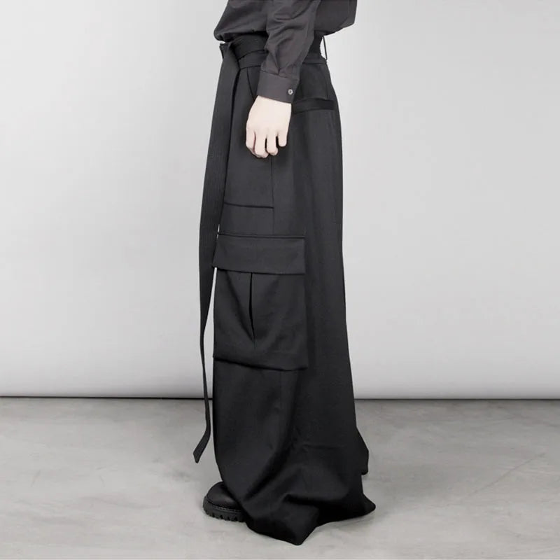 High-waisted trousers, super long A-shaped flared pants, wide-leg pants, original designer brand new men's clothing