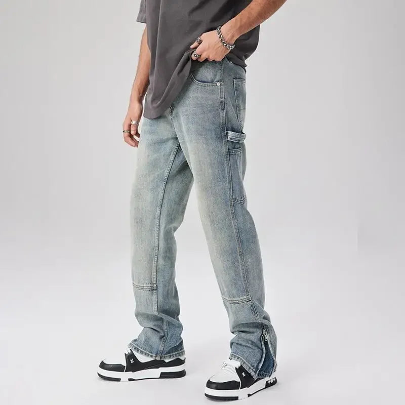 Men's Fashion Jeans Casual Cotton Classic Style Trousers Business Straight Fit Soft Trousers Male Spring Summer Pants C11