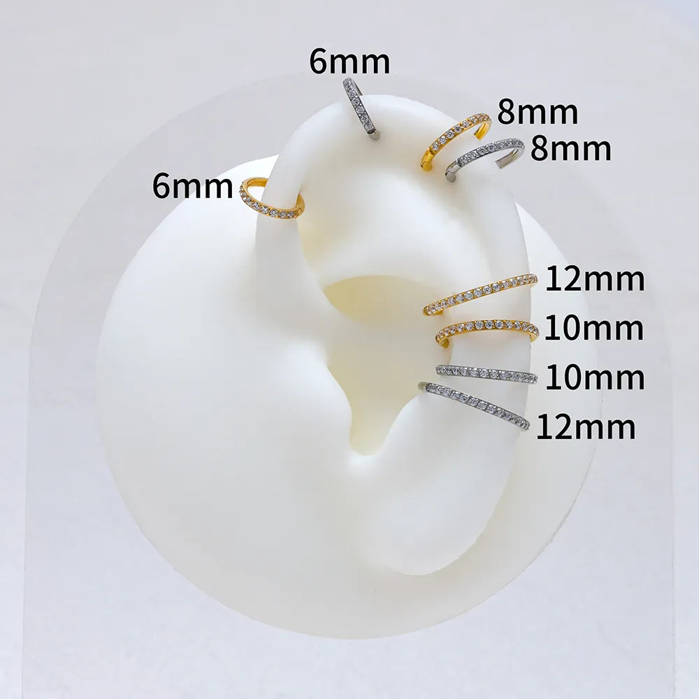 Right Grand G23 Titanium Side Prong Set Half Circle Cubic Zircon Nose Cilcker Conch Piercing 6/8/10/11/12mm Hoops