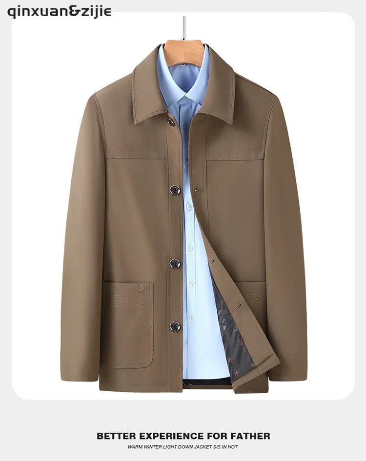 Mens Jackets Plus Size Coats Turn Down Collar Men Winter Jacket Button Pocket Men's Clothing 2022 Fashion Long Sleeve Coat Men
