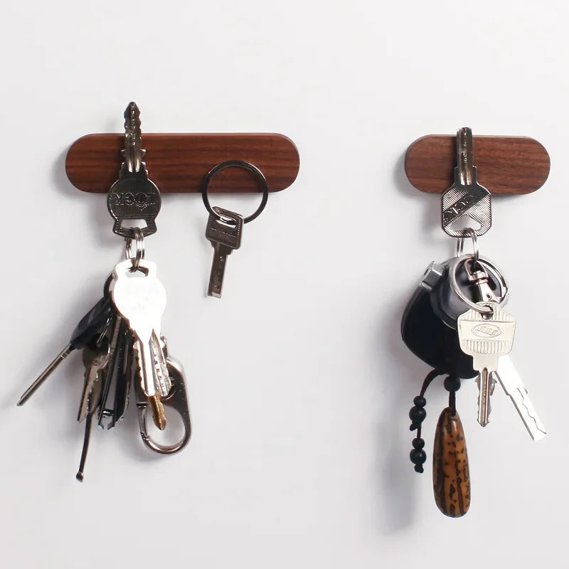 Wood Key Holder Wall Key Storage Organizer Weak Magnetic Rack Hanger Key Ring Hooks Clerk Housekeeper on The Wall