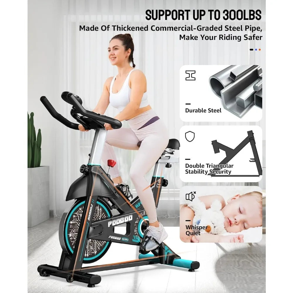 Exercise Bike,Adjustable Magnetic Resistance Silent Belt Drive,Fitness Stationary Bike Machine with 350lbs/300lb Weight Capacity