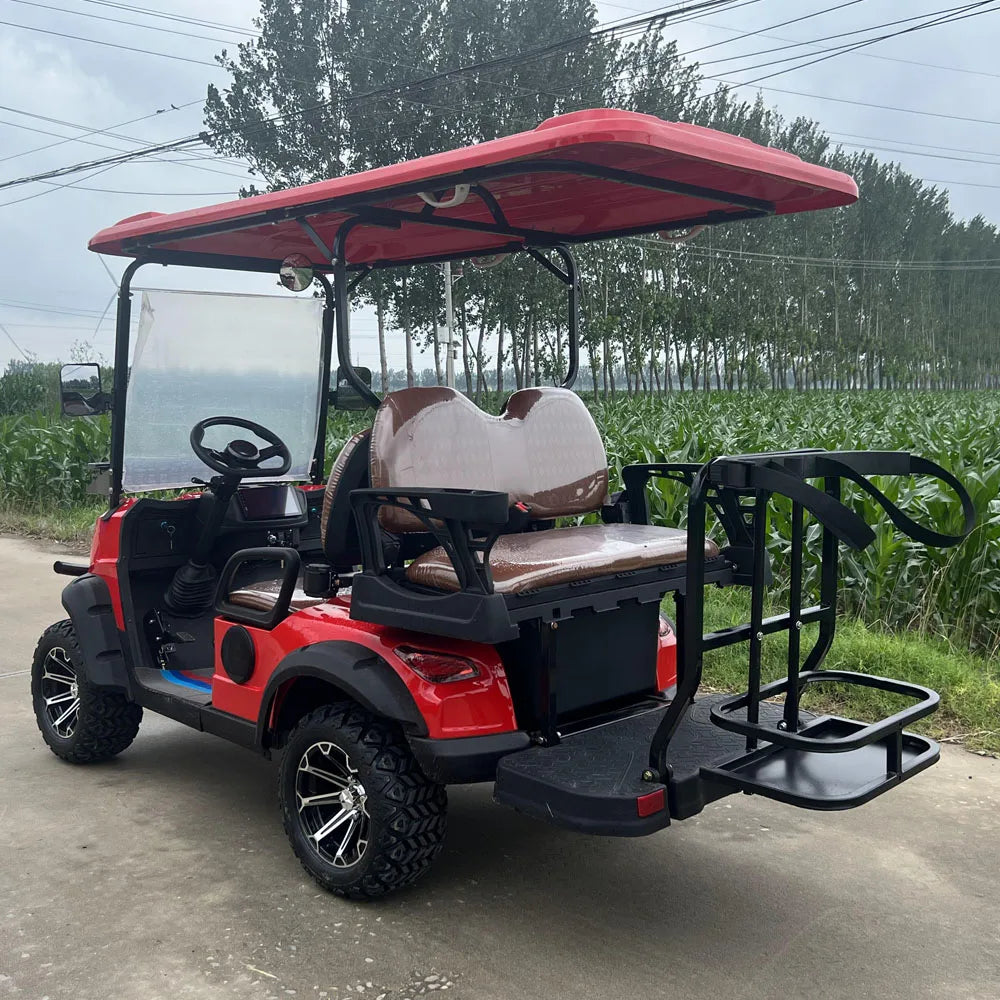 Red Brand Hunting Car 4 Seat 48/60/72V Sightseeing Club Electric Lifted Golf Cart With Bumper