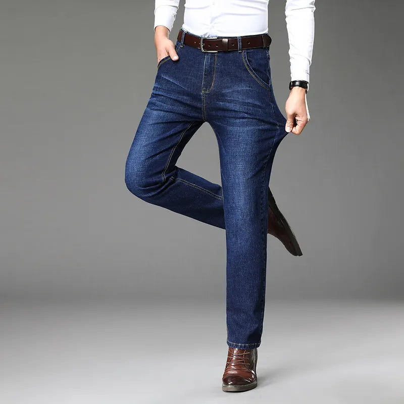Plus Size 28-50 Jeans Men's Blue and Black Can Choose Small Stretch Denim Pants Business Casual Trousers