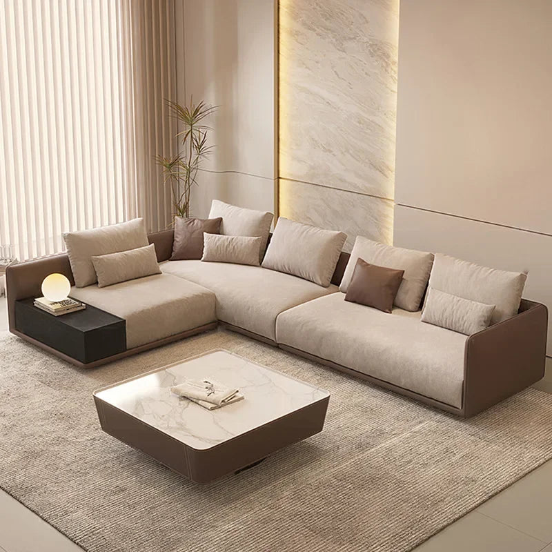 QB60 Minimalist large-sized imperial concubine fabric sofa Italian light luxury cream style living room creative module leather